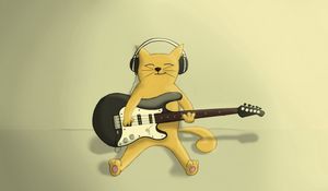 Preview wallpaper cat, guitar, playing, drawing