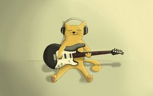 Preview wallpaper cat, guitar, playing, drawing