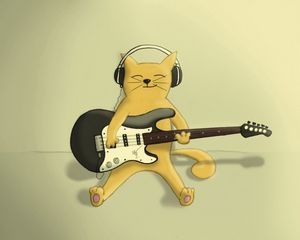 Preview wallpaper cat, guitar, playing, drawing