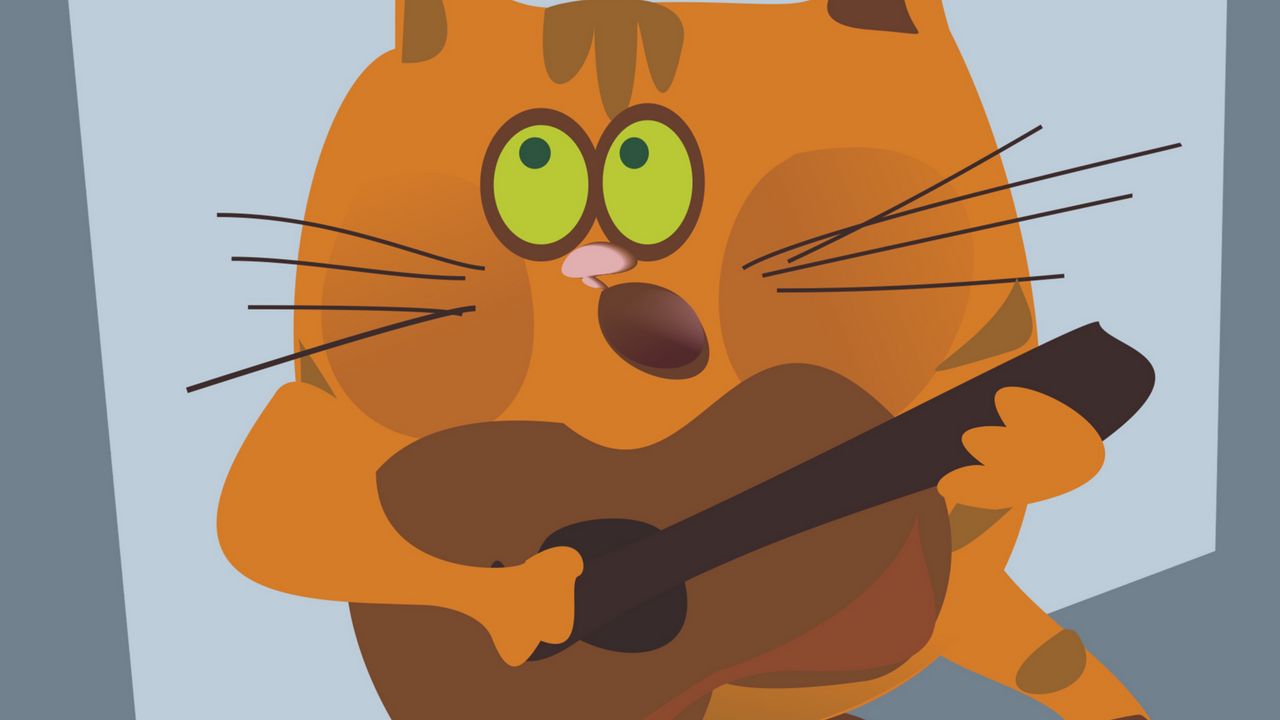 Wallpaper cat, guitar, vector, musician