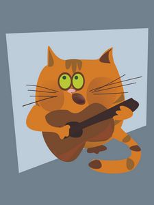 Preview wallpaper cat, guitar, vector, musician
