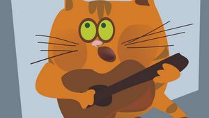 Preview wallpaper cat, guitar, vector, musician