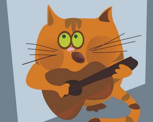 Preview wallpaper cat, guitar, vector, musician