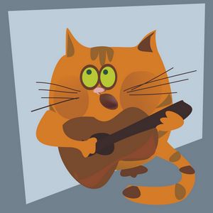 Preview wallpaper cat, guitar, vector, musician