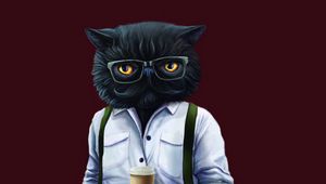 Preview wallpaper cat, hipster, art, style, funny