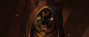 Preview wallpaper cat, hood, glance, art