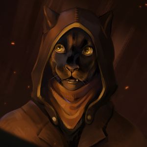 Preview wallpaper cat, hood, glance, art