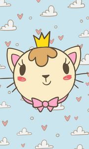 Preview wallpaper cat, kitten, art, clouds, crown