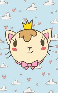 Preview wallpaper cat, kitten, art, clouds, crown