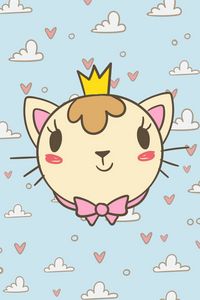 Preview wallpaper cat, kitten, art, clouds, crown