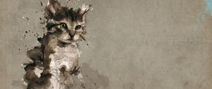 Preview wallpaper cat, kitten, gray, drawing
