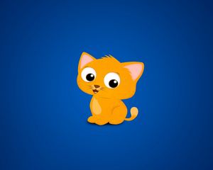 Preview wallpaper cat, kitten, picture, red, blue