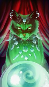 Preview wallpaper cat, magic, art, shaman
