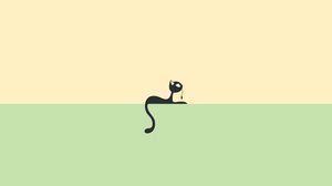 Preview wallpaper cat, minimalism, vector, wire