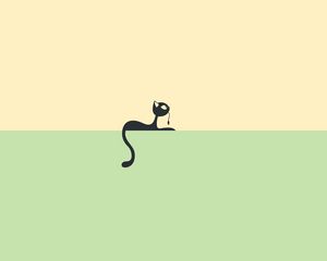 Preview wallpaper cat, minimalism, vector, wire