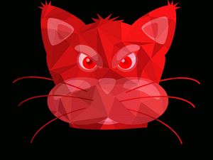 Preview wallpaper cat, muzzle, art, red, pink