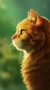 Preview wallpaper cat, muzzle, fluffy, profile, art