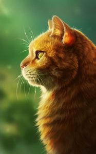 Preview wallpaper cat, muzzle, fluffy, profile, art