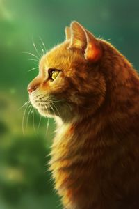 Preview wallpaper cat, muzzle, fluffy, profile, art