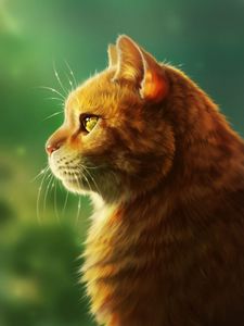 Preview wallpaper cat, muzzle, fluffy, profile, art