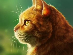 Preview wallpaper cat, muzzle, fluffy, profile, art