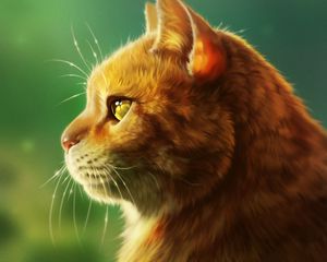 Preview wallpaper cat, muzzle, fluffy, profile, art