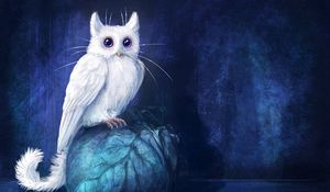 Preview wallpaper cat, owl, art, fantasy