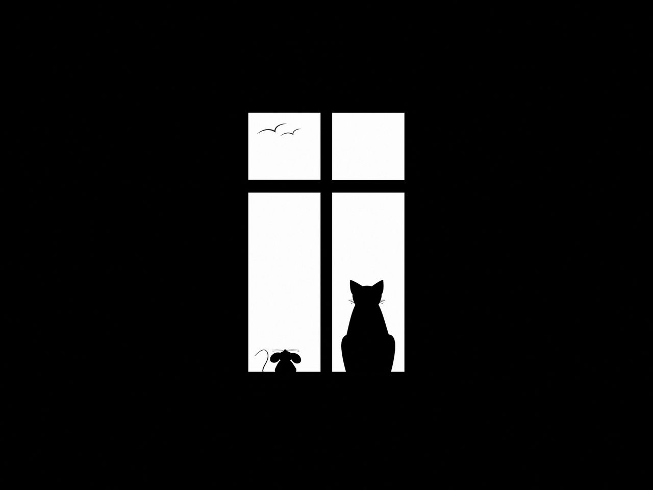 1280x960 Wallpaper cat, picture, window, silhouette