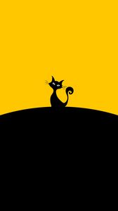 Preview wallpaper cat, silhouette, black, yellow, minimalism