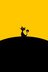 Preview wallpaper cat, silhouette, black, yellow, minimalism