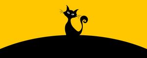 Preview wallpaper cat, silhouette, black, yellow, minimalism