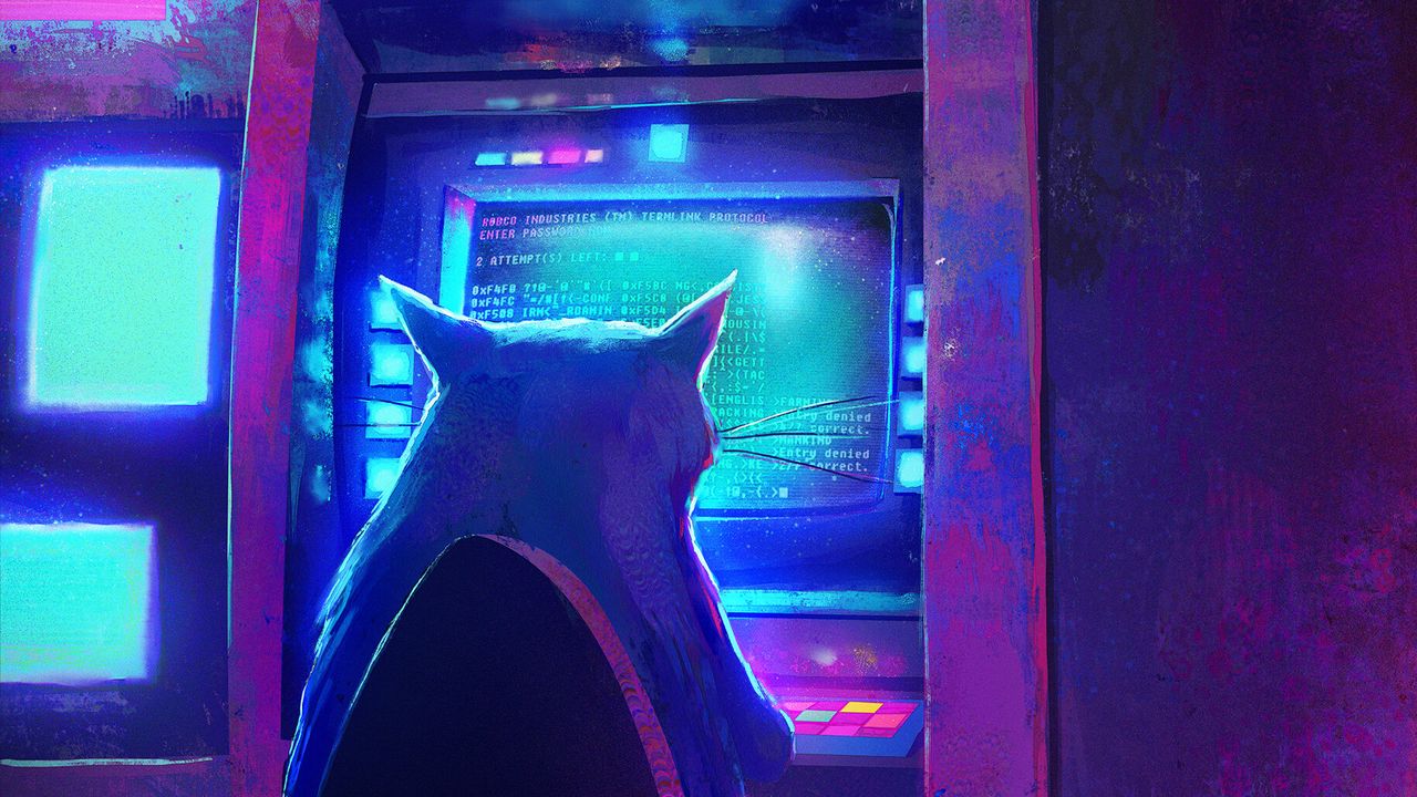 Wallpaper cat, silhouette, hacker, art