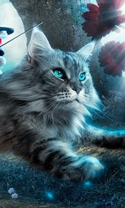 Preview wallpaper cat, toy, flying, fantasy