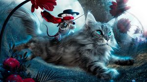 Preview wallpaper cat, toy, flying, fantasy