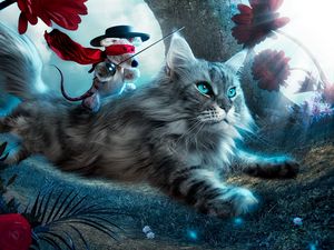 Preview wallpaper cat, toy, flying, fantasy