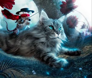 Preview wallpaper cat, toy, flying, fantasy