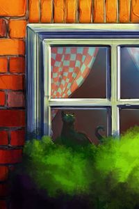 Preview wallpaper cat, window, house, art