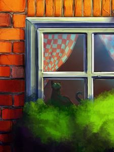 Preview wallpaper cat, window, house, art