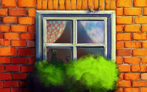 Preview wallpaper cat, window, house, art