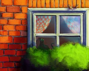 Preview wallpaper cat, window, house, art