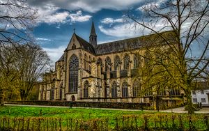Preview wallpaper cathedral, architecture, trees, clouds