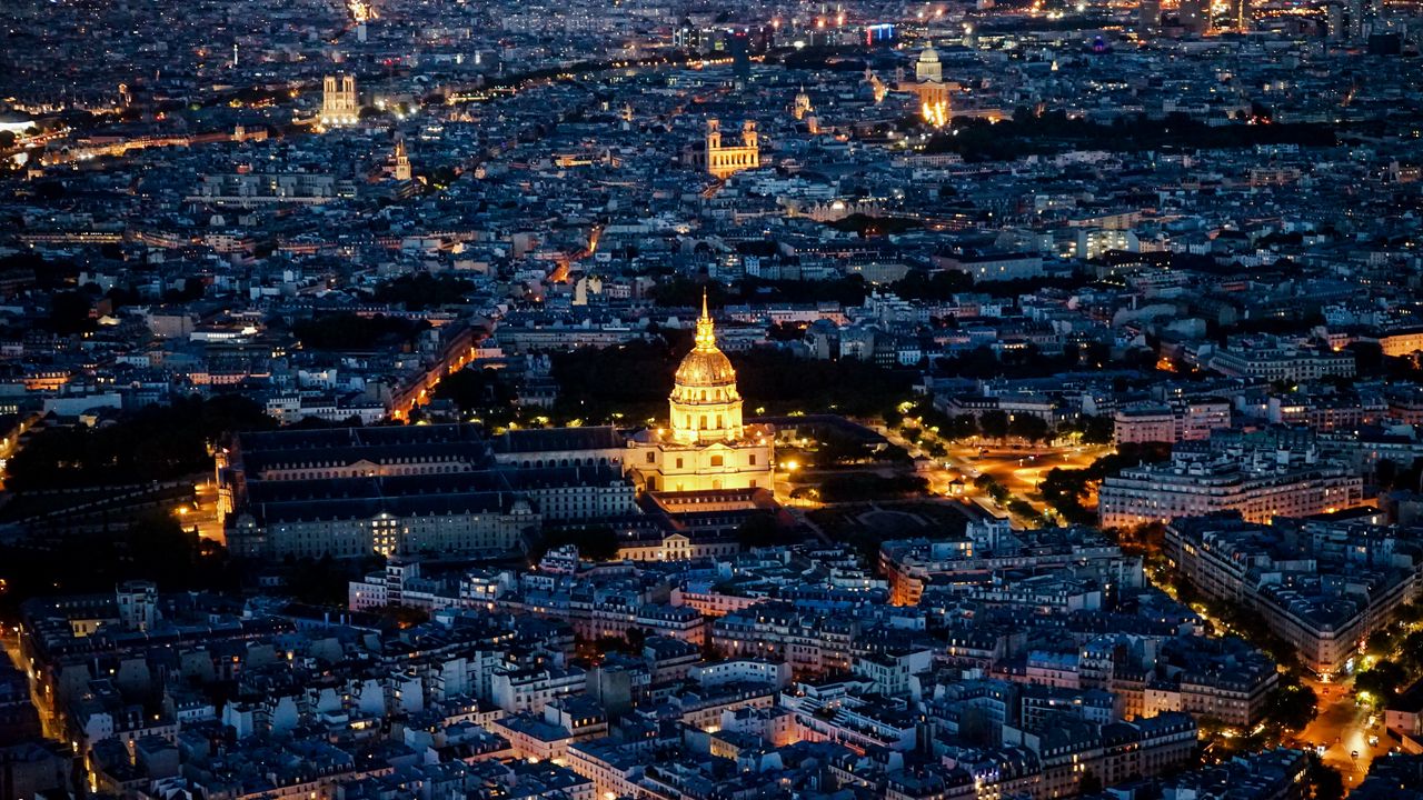 Wallpaper cathedral, city, buildings, lights, france