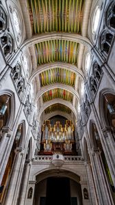 Preview wallpaper cathedral, interior, organ, ceiling, painting, patterns, church, columns