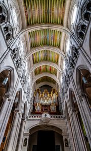 Preview wallpaper cathedral, interior, organ, ceiling, painting, patterns, church, columns