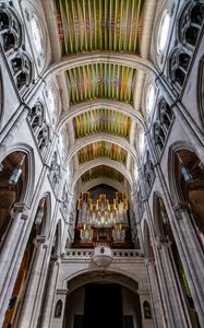 Preview wallpaper cathedral, interior, organ, ceiling, painting, patterns, church, columns