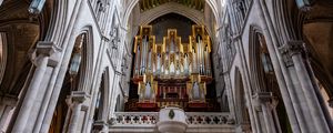 Preview wallpaper cathedral, interior, organ, ceiling, painting, patterns, church, columns
