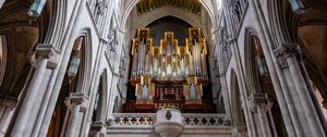 Preview wallpaper cathedral, interior, organ, ceiling, painting, patterns, church, columns