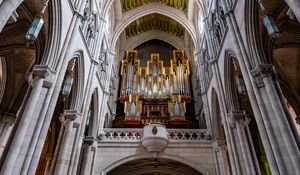 Preview wallpaper cathedral, interior, organ, ceiling, painting, patterns, church, columns