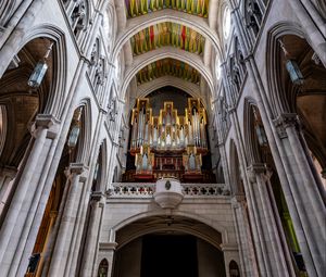 Preview wallpaper cathedral, interior, organ, ceiling, painting, patterns, church, columns