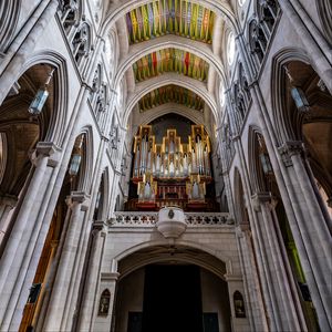 Preview wallpaper cathedral, interior, organ, ceiling, painting, patterns, church, columns